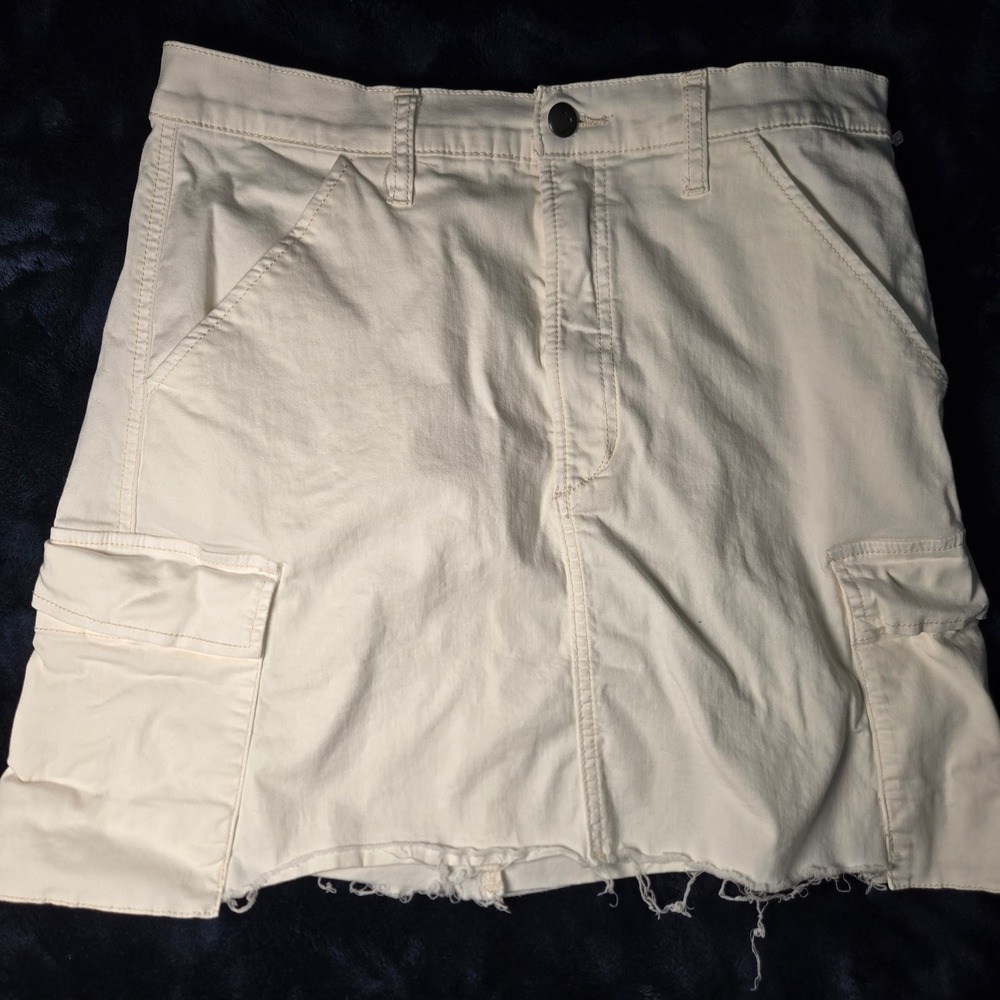 Joe's Jeans Ivory‎ Cargo Mini Skirt Raw Hem Off White Size 30
